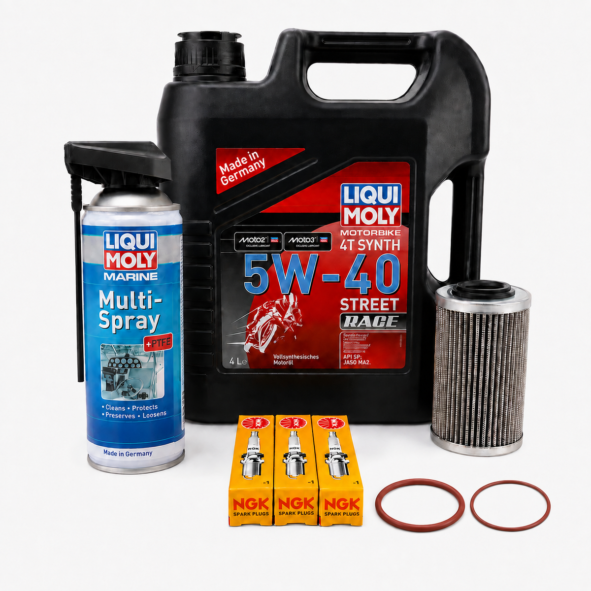 Liqui Moly Sea-Doo 300 HP service kit with two same-diameter oil-filter O-rings in different thicknesses