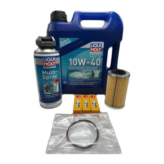 Liqui Moly Sea-Doo 155 hp and 170 hp service kit with 10W-40 oil, filter, NGK spark plugs, O-rings and marine spray