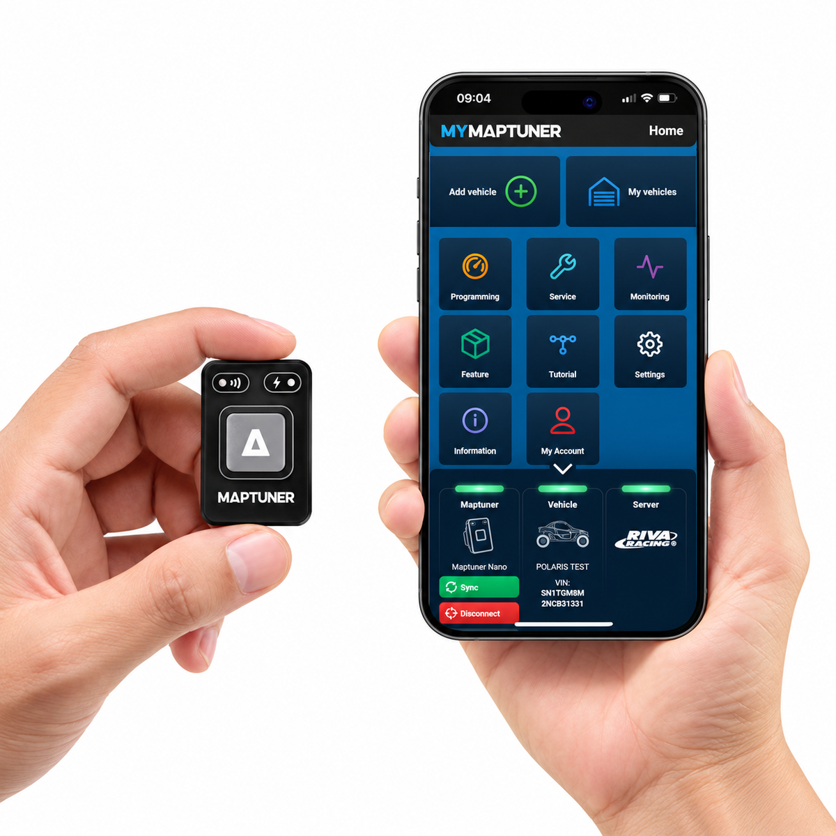 Maptuner Nano with smartphone app demonstration; smartphone not included
