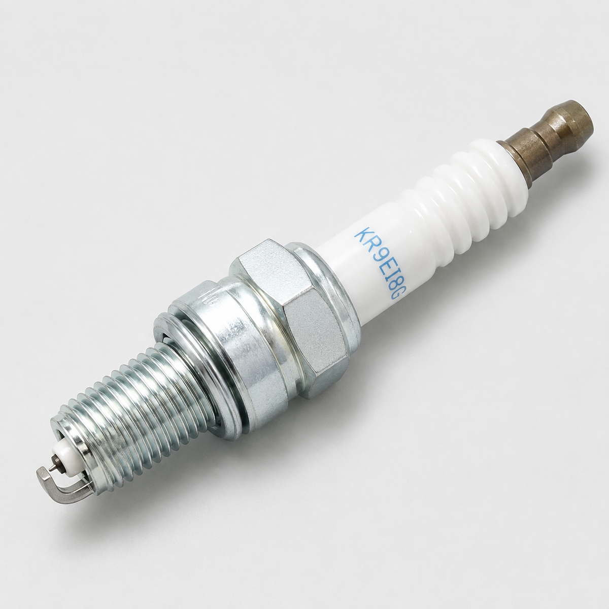 Close-up of NGK KR9EI8G Laser Iridium spark plug