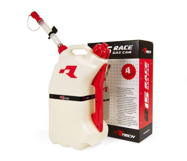 RTech R15 15 litre rapid refuelling can in white and red