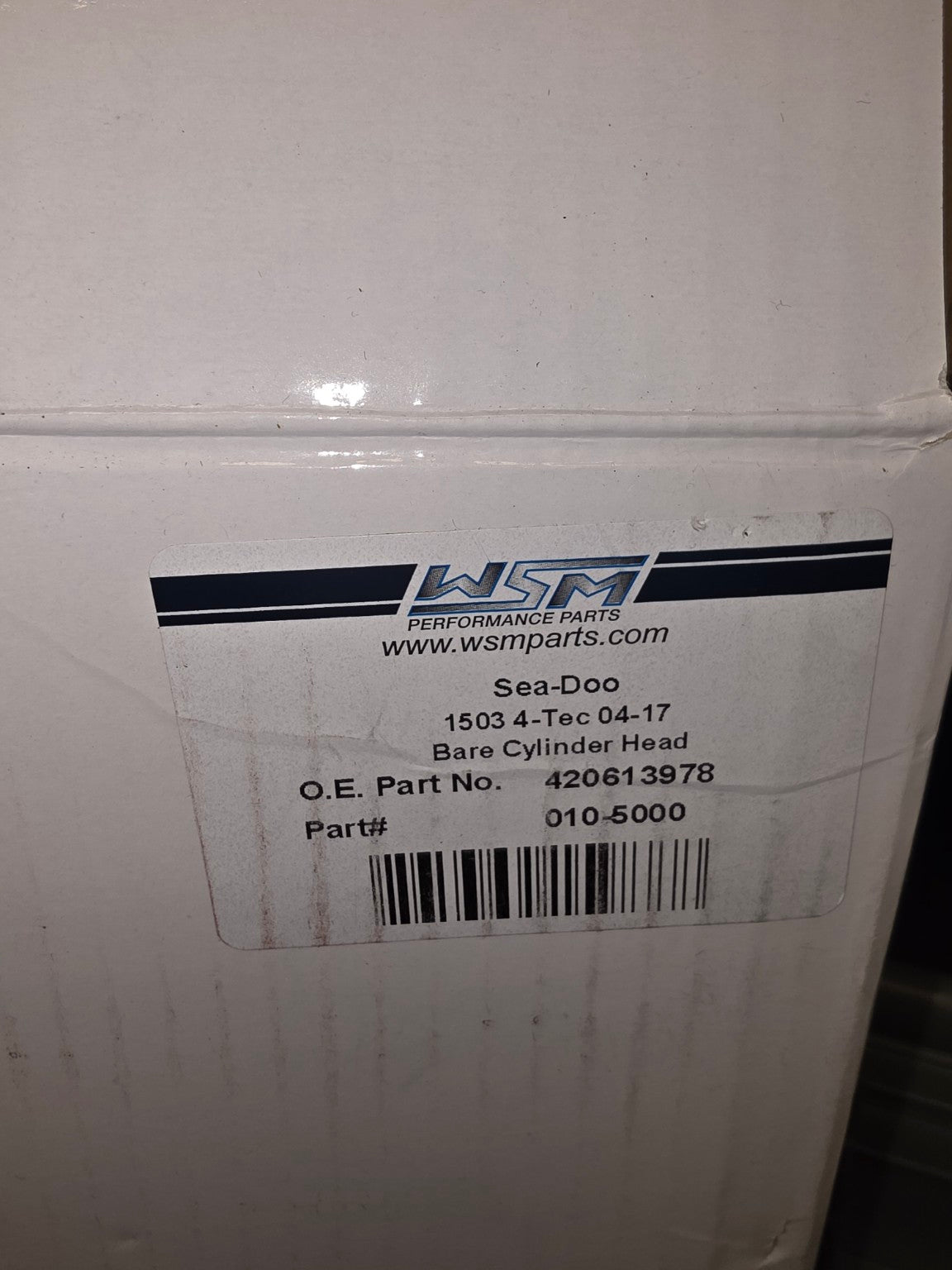 WSM 010-5000 Sea-Doo 1503 4-TEC bare cylinder head part number label